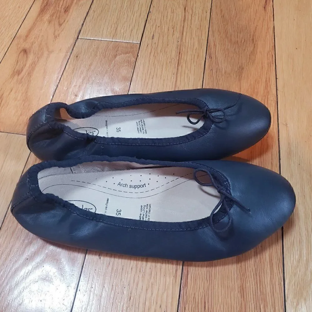 Old Soles Girls Ballet Flats Australia Leather Navy Blue EU 35 US 3.5 Womens 5.5